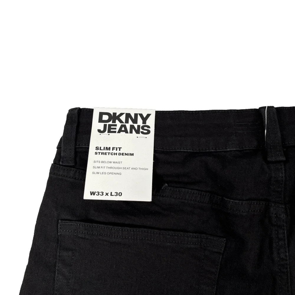 New Mens DKNY Jeans Bedford Slim Black Denim Size 33x30 NWT $79